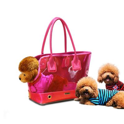 China Factory Wholesale High Quality Fashion Outdoor Travel Viable Pet Carrier Clear PVC Handbag For Small Dogs Cats for sale