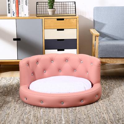 China Factory Wholesale High Quality Luxury PU Leather Pet Sofa Bed Dog Counch Bed Workable For Small Medium Large Dogs for sale