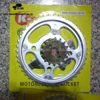 China 1045 Steel TITAN CG150 Motorcycle Chain And Sprocket Kits For South America for sale