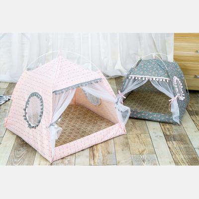 China Viable Portable Dog Nest Tent Cage Foldable Dogs Cats Bed Tent With Mat Pets House for sale