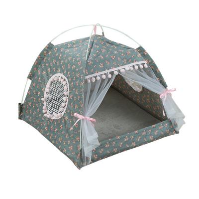 China Viable Portable Dog Nest Tent Cage Foldable Dogs Cats Bed Tent With Mat Pets House for sale