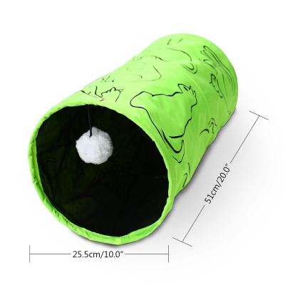 China Cat Chasing Channel 2 Viable Ways Educational Foldable Pet Play House For Fun Green Tunnel With Ball for sale