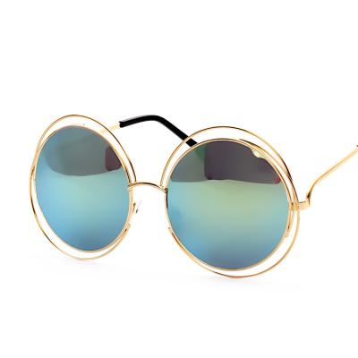 China 2020 Fashion Round Frame Decoration Fashion Women Big Glass Sunglasses Clear Glass Tinted OEM ODM Sunglasses 1553 for sale