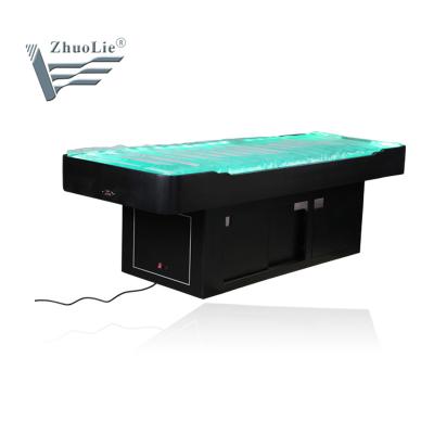 China Modern Beauty Spa Salon Music Speaker Wooden VIP Club Massage Table With LED Water Thermal Mattress for sale