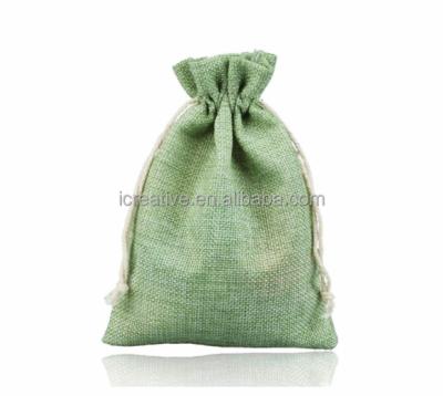 China Eco-Friendly Light Green Burlap Candy Bags Jute Wedding Gift Sack With Drawstring Wedding Party Favor Gift Pockets for sale