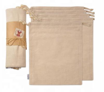 China Eco - Friendly Organic Cotton Muslin Product Storage Bag With Drawstring Canvas Fabric Best For Vegetable Bread for sale