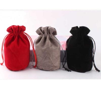 China Drwastring Simple Velvet and Satin Drawstring Bag, Velvet Round Bottom Wine, Jewelry Drawstring Packaging Bag for sale