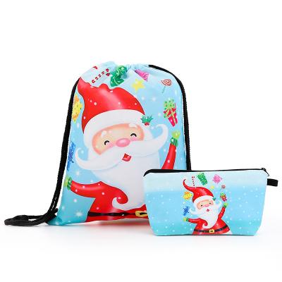 China 2020 Set, Polyester Party Gift Bag Drwastring Camel Bell Christmas Style Drawstring Bag Cosmetic Bag Set for sale