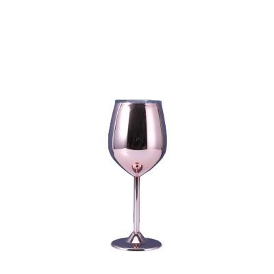 China Viable Unique Luxury Custom Fancy Round Handmade Crystal Glitter Rose Gold Colored Plated Wine Glass for sale