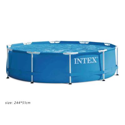 China INTEX Pools 28205 Blue Waterproof Plastic Inflatable Inground Swimming Pool Round Metal Frame Swimming Pool for sale