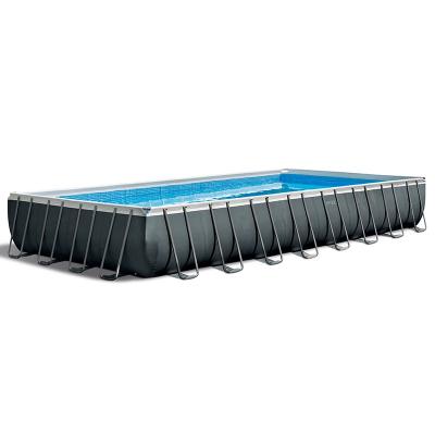 China Intex 26368 24FT 7.3m Large Steel Frame Indoor Rectangular Swimming Pool Set To Buy With Sand Filter Pump for sale