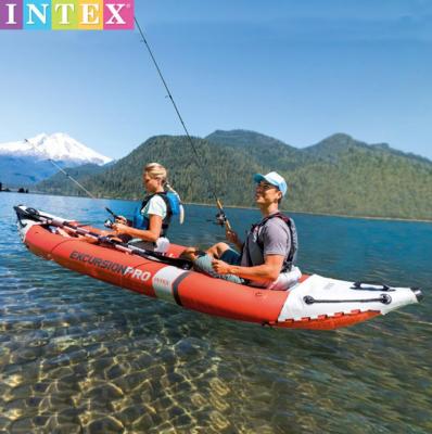 China PVC Transport INTEX 68309 EXCURSION PRO 2 Inflatable Rowing Boat Set For Fishing for sale