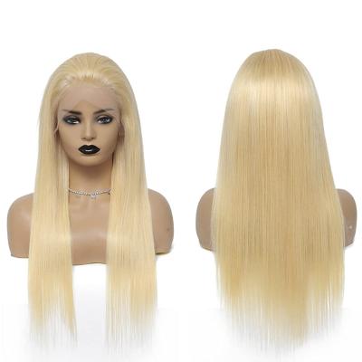 China Straight 613 13*4 Lace Front Blonde Human Hair Wig Pre Plucked Straight Virgin HD Lace Headband 150% Density Transparent Lace Wigs for sale