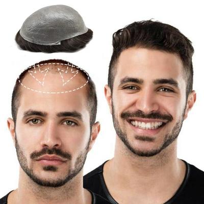 中国 Direct Factory Price Wholesale Cheap Full Pu Skin Base Toupee 0.03-0.06mm Thin Skin Male Toupees 100%Indian Hair for Men 販売のため