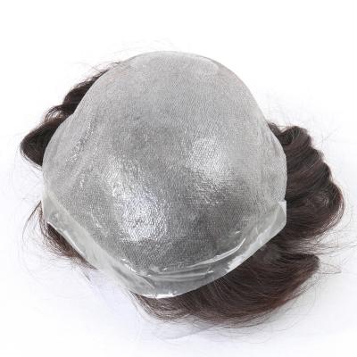 中国 0.02-0.14 mm Braidied Super Thin PU Skin European Human Men Hair Toupee 販売のため