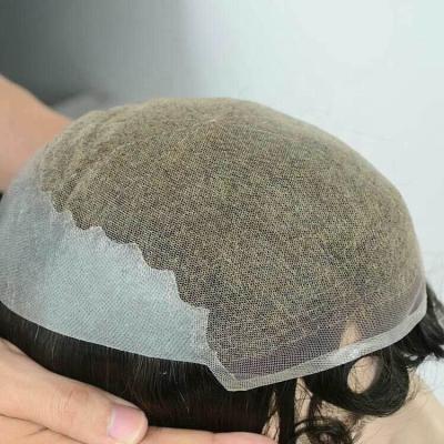 中国 Human Hair Toupee Curly Q6 Wigs for Male, Swiss Lace Toupee for Men, Indian Men's Hair Toupee Wig Q6 販売のため