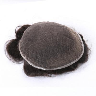 China HD Full Swiss Lace Hairline Bleached Brazilian Human Hair Replacement Men Toupee for sale