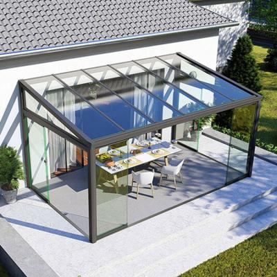 China Modern free standing glass sunrooms and exterior prefab glass house for sale for sale