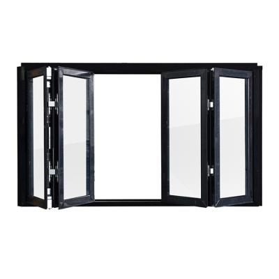 China Magnetic Screen Aluminum Bi Fold Window Fold Up Stained Glass Balcony Windows Folding Windows for sale