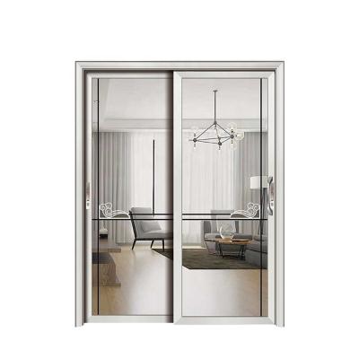 China Interior decoration frameless aluminum sliding door silent white aluminum sliding doors with screen for sale