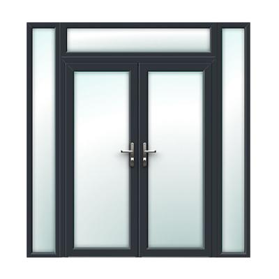 China Sound Insulation Front Door Black Style Aluminum Glass French Door For Home for sale