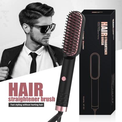 China Adjustable Hot Electric Ceramic Comb Hair Straightener Comb Fast Heat Settings Hair Beard Styling Straightener Brush for sale