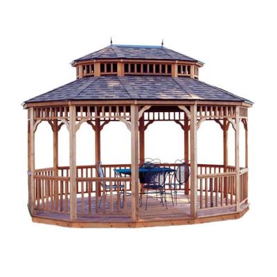 China Luxury Outdoor Garden Yard Wooden Gazebo Round Hexagon Octagon Oval Gazebo for sale