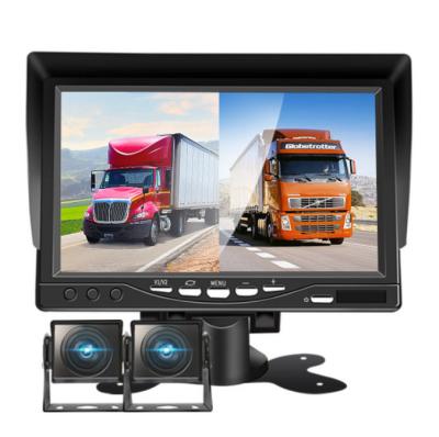 China Feature 7 inch 10.1 inch 24v bi-directional front and rear driving recorder truck 2 splits with left and right side view reversing camera for sale