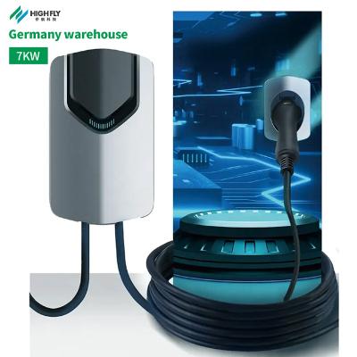 China Wholesale Germany Warehouse Ev Charging Station Type2 7kw Wallbox Electric Car Ev Charger Fast Charging Station L154xW84xH241(mm) for sale