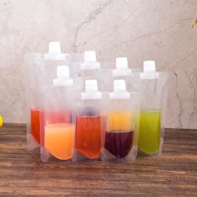 China Juice Packaging Plastic Water Bag Recyclable Stand Up Plastic Bag Custom Self Sealing 380ml Drinks Doypack Holder for sale