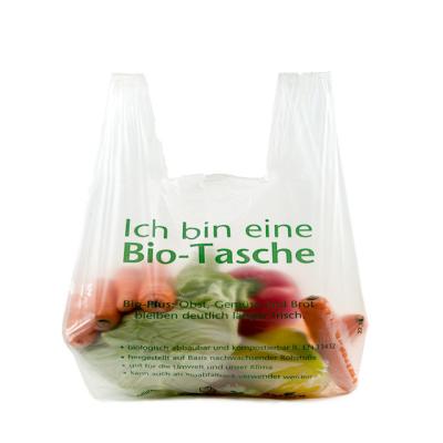 China LOGO Carry Bags Biodegradable Fruit and Vegetable Vest BIODEGRADABLE Customized Shopping Plastic Bags for Supermarket Vegetable Packaging for sale