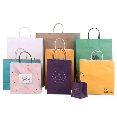 China Print Fashion Recyclable Grocery Shoes Clothing Fast Food Delivery Custom Paper Bags With Handle Gift Bags for sale