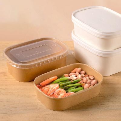 China Disposable Kraft Bagasse Cornstarch Kraft Paper Packing Box Take Out Rectangular Bowl Salad Bowl Degradable Paper Bowl for sale