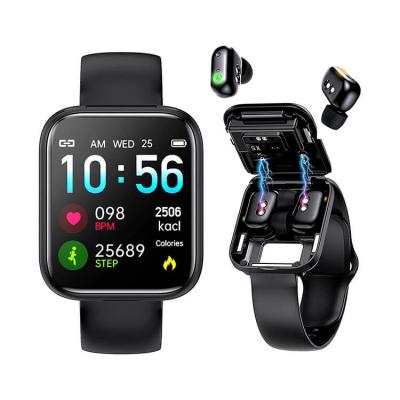 China Digital LED Display Two In One Wireless Smart Watch TWS Earbuds Earphone With Heart Rate Monitor Smart Wristband Earbuds for sale