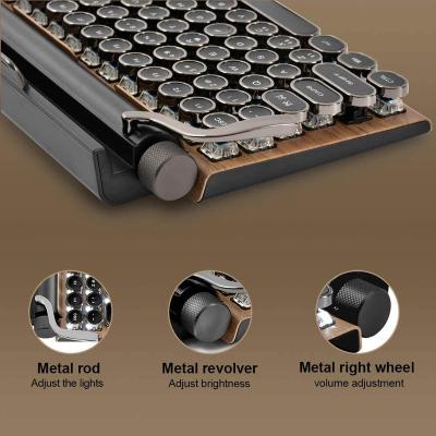 China Factory wholesale BT wireless colorful backlight retro punk RGB keytop gaming plated mechanical typewriter keyboard for sale