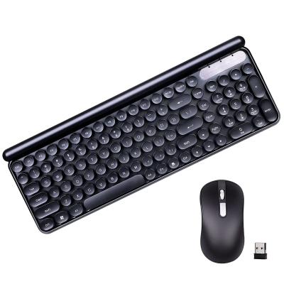 China Wireless Retro Circular Circular Keycap Keyboard and 2.4G Floating Mouse Combo for PC/Windows/Laptop (Black) for sale