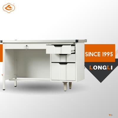 China NEW PRODUCT Hot Selling (Height)Adjustable Knocked Down Steel Office Staff Computer Desk Table With 2 Drawers for sale