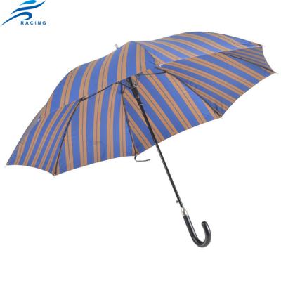 China High Quality Traditional Stripe Color Straight Umbrella With Leather Handle for sale