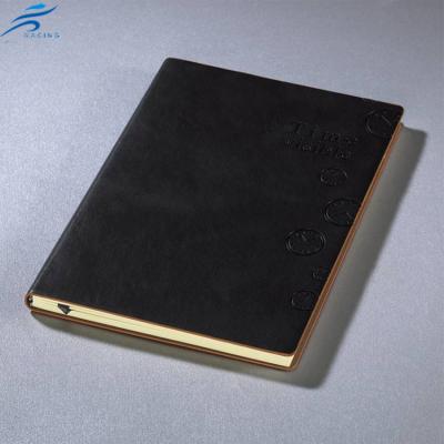 China High Quality Leather Hardcover Book Cover Black Notebook Custom for sale