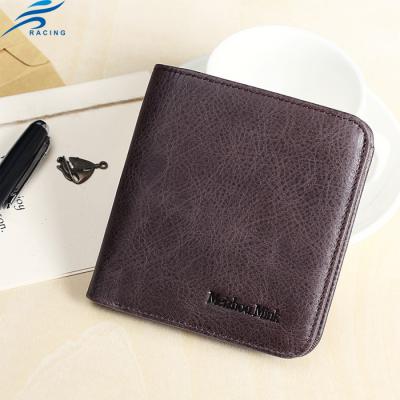 China Material Colors Men Waterproof Genuine Leather Small Slim Mini Wallet for sale