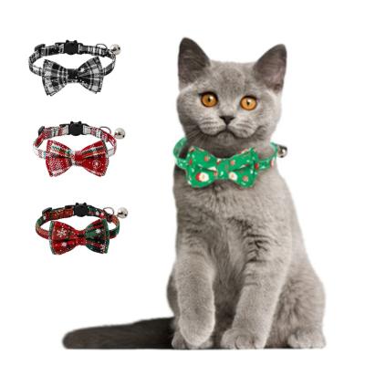 China Factory Direct Hot Selling DETACHED Cat Collar Pet Products Bow Tie Christmas Cat Circle Snowflake Bow Tie for sale