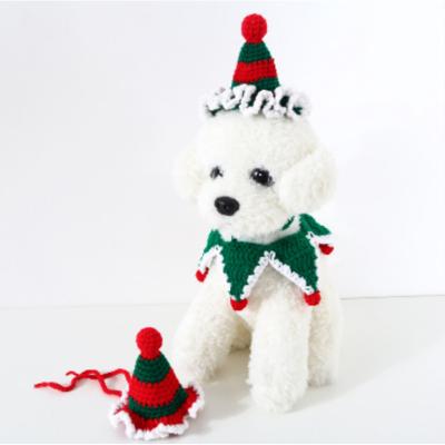 China Handmade crochet line Amazon DETACHED pet three-dimensional hat Cat Dog Rabbit Adjustable Christmas Hat for small dog for sale