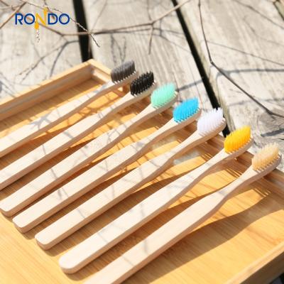 China Hotel 100% Biodegradable Bamboo Toothbrush Handle Disposable Square Bambu Toothbrush for sale