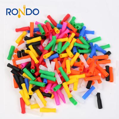 China Viable Reusable Removable Multicolor Colorful Soft Silicone Heads For 6mm 8mm Stainless Steel Straws for sale