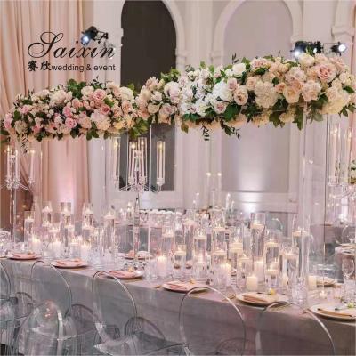 China Wedding Factory Wholesale Wedding Decoration Rectangular Clear Acrylic Flower Stands for sale