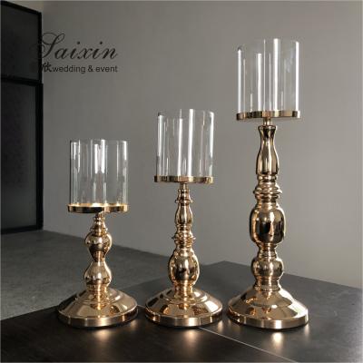 China ZT-045 Wholesale European style metal three-piece gold candle holder set for wedding party decoration for sale