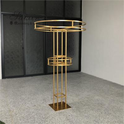 China Event Party Supplies Hot Sale 1.5m Tall Double Round Flower Arrange Stands Furniture Wedding Table Decoration for sale