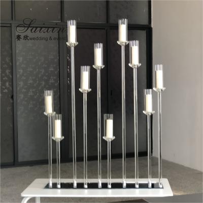 China ZT-323H Luxury Hot Sale Luxury 10 Base Long Stand Decor Event Decor Crystal Candlesticks for sale