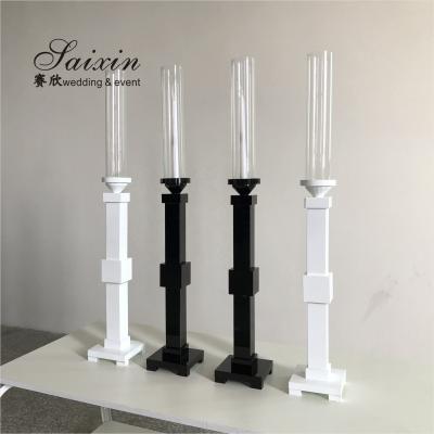 China European new design simple pillar style crystal candlesticks for wedding party decoration for sale