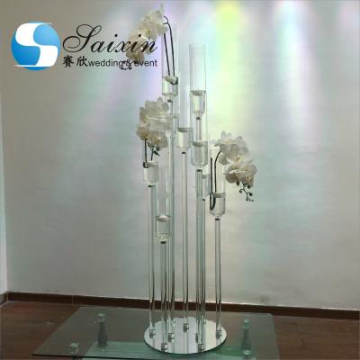 China ZT-472 European Style Custom Long Stem Crystal Candelabra For 9am Floating Candle Holder for sale